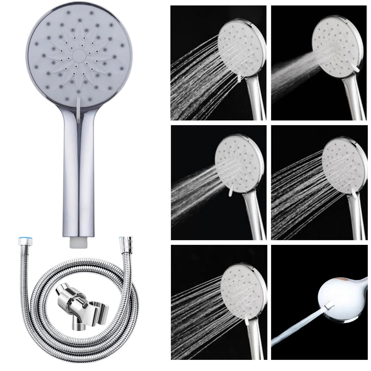 Weak Shower Fix: 6-Spray High Pressure Handheld Shower Head product photo 1