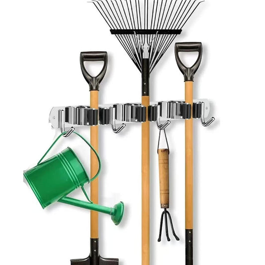 Stop the Broom Avalanche: Wall Mounted Broom & Mop Holder Rack, 3 Slots product photo 1