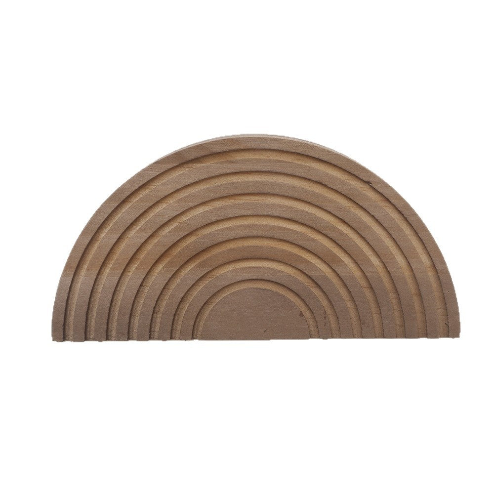 Single carved wooden arch wall pocket, front view
