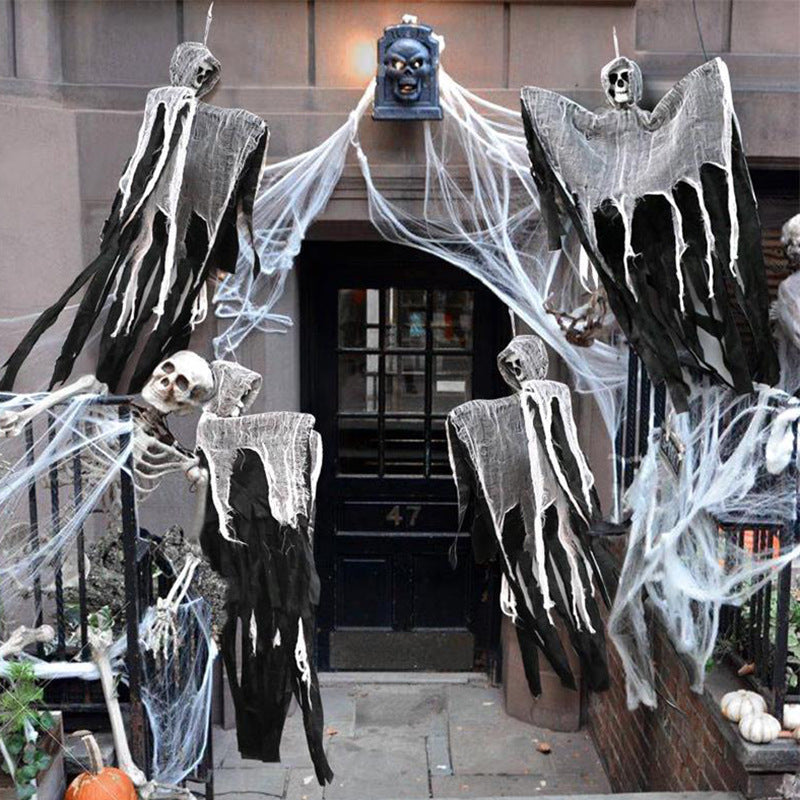 Instant Spooky Entryway: Hanging Skull Ghost Halloween Decor, 2-Pack product photo 4