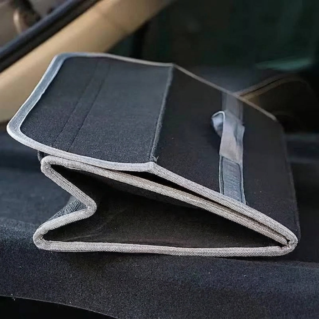 Felt car trunk organizer folded flat